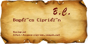 Bogács Ciprián névjegykártya
